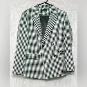 Kancy Kole Womens‎ Black White Plaid Business Career Blazer Small Button Flap